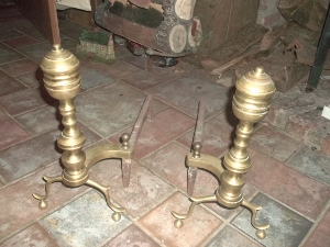 CHIPPENDALE Rostand LEMON TOP Brass ANDIRONS